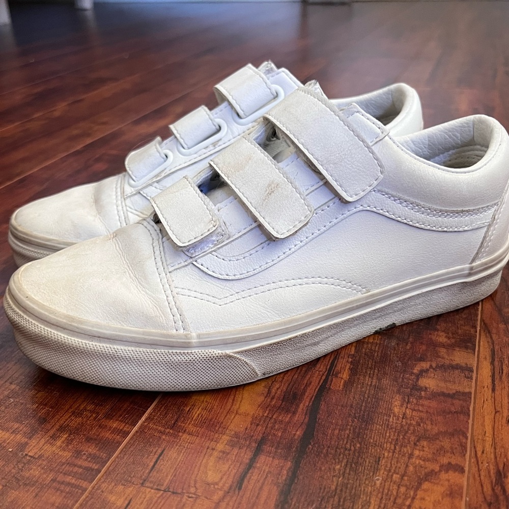 Velcro white leather vans